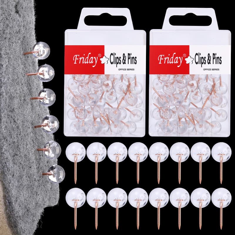 50/100 Unidades De Tachinha Dourada Transparente-Alfinetes Esféricos De Quadro De Cortiça-Prego De Arquivo Fixo Avisos-S
