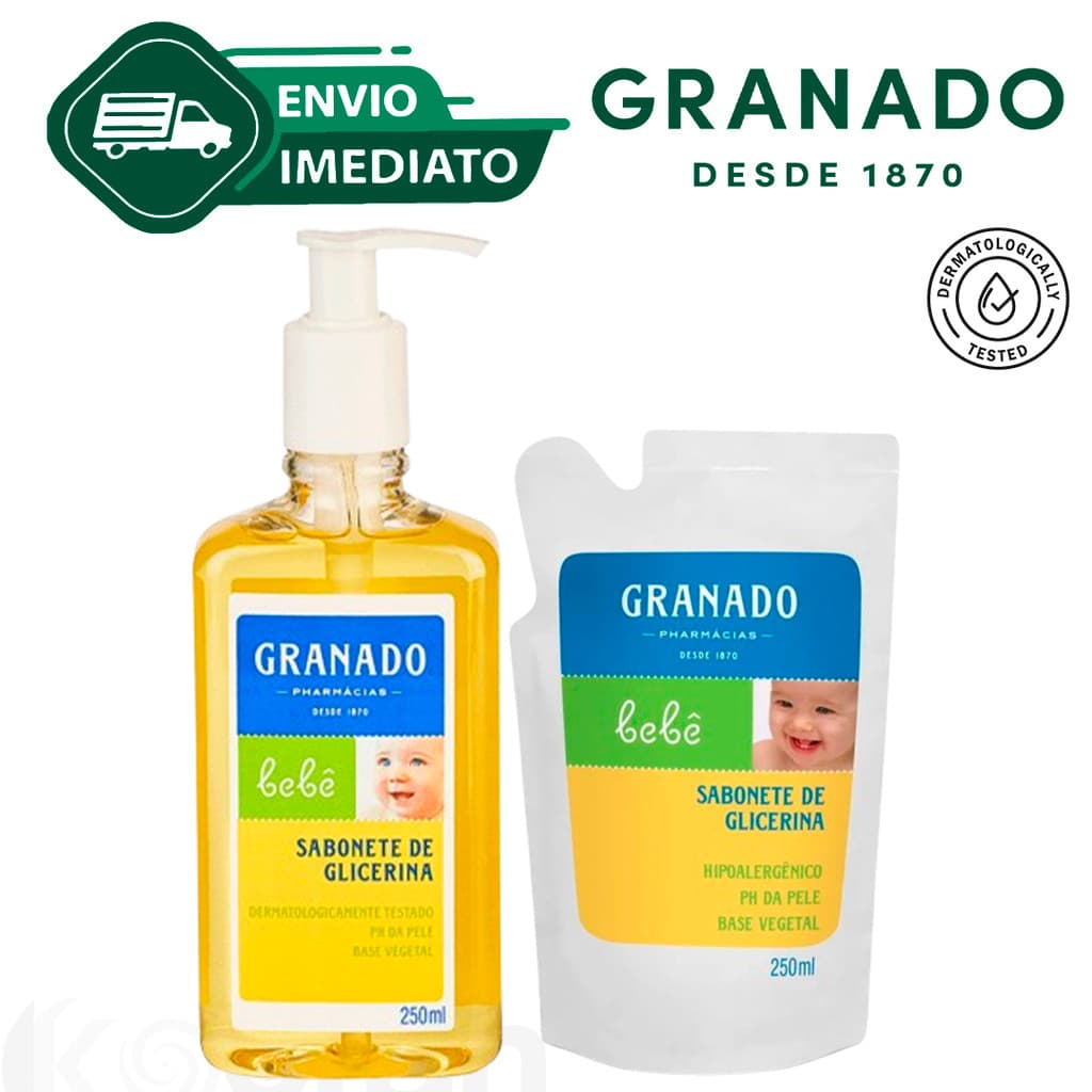 Kit Sabonete Liquido de Glicerina Granado Bebê Tradicional 250ml + Refil 250ml Suave Envio Imediato