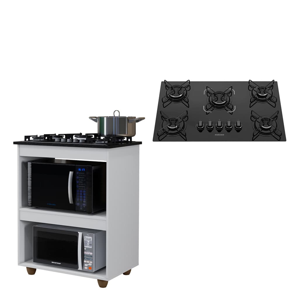 Kit BalcÃO Cooktop Turim Com FogÃO Cooktop 5 Bocas Itatiaia