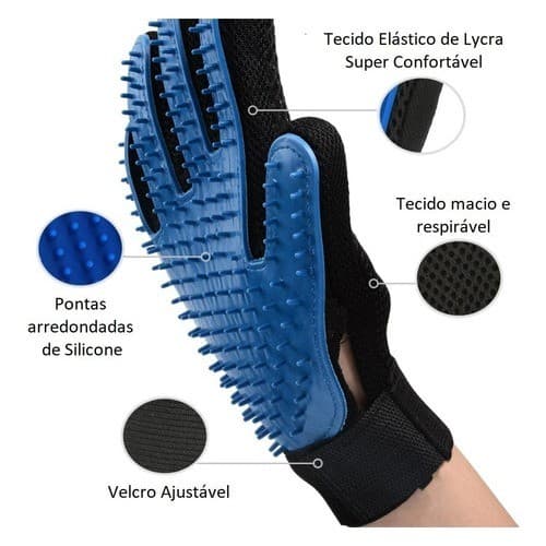 Kit Luvas Tira Remove Pelos Cachorro Gato Magnética