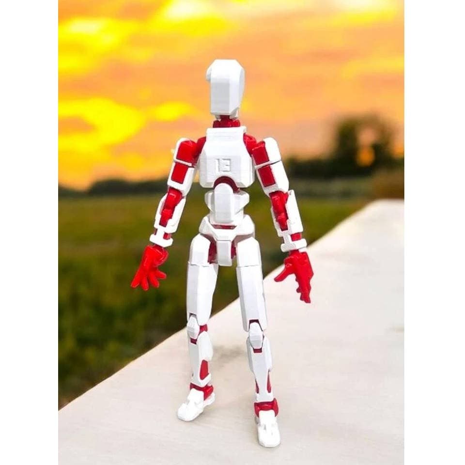 Boneco 14 cm Articulado Dummy 13 BRANCO VERMELHO - Modelo 3D Presente Criativo Para muita diversão DESMONTADO