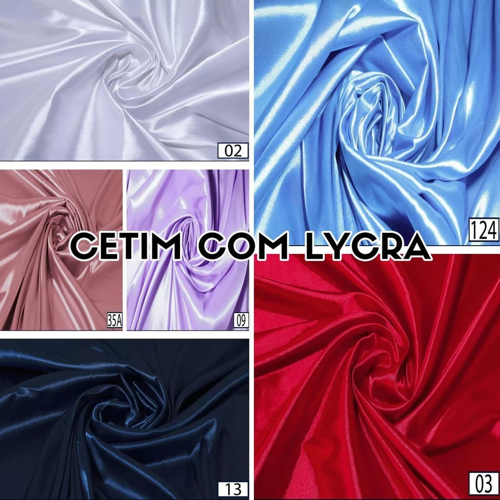 3 Metros Tecido Cetim Com Lycra Elastano - Várias Cores (3m x 1,47m)