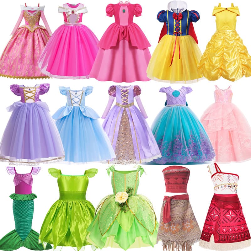 Meninas Sereia Vestidos De Princesa Tinker Sino Vestido Verde Crianças Moana Rzpunzel Aurora Cosplay Roupas De Festa De 