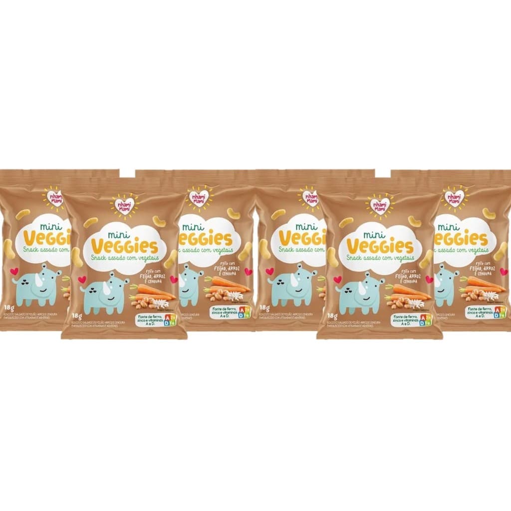 MINI VEGGIES FEIJÃO ARROZ E CENOURA 24x18g - NHAMI MAMI