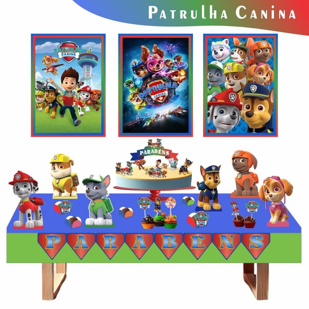 Kit Festa Facil Montagem Decoração Pratica - Patrulha Canina