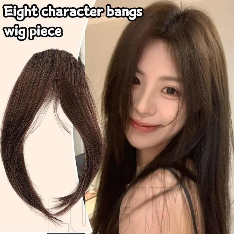 Peruca De Franja De Oito Caracteres-Cabelo De Clourse Invisível Natural-Falsa Na Testa-Peça De Com Clipe-Extensão-Ferram