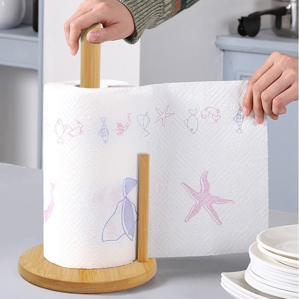 Porta Papel Toalha Guardanapo Bambu Premium Grande Mesa