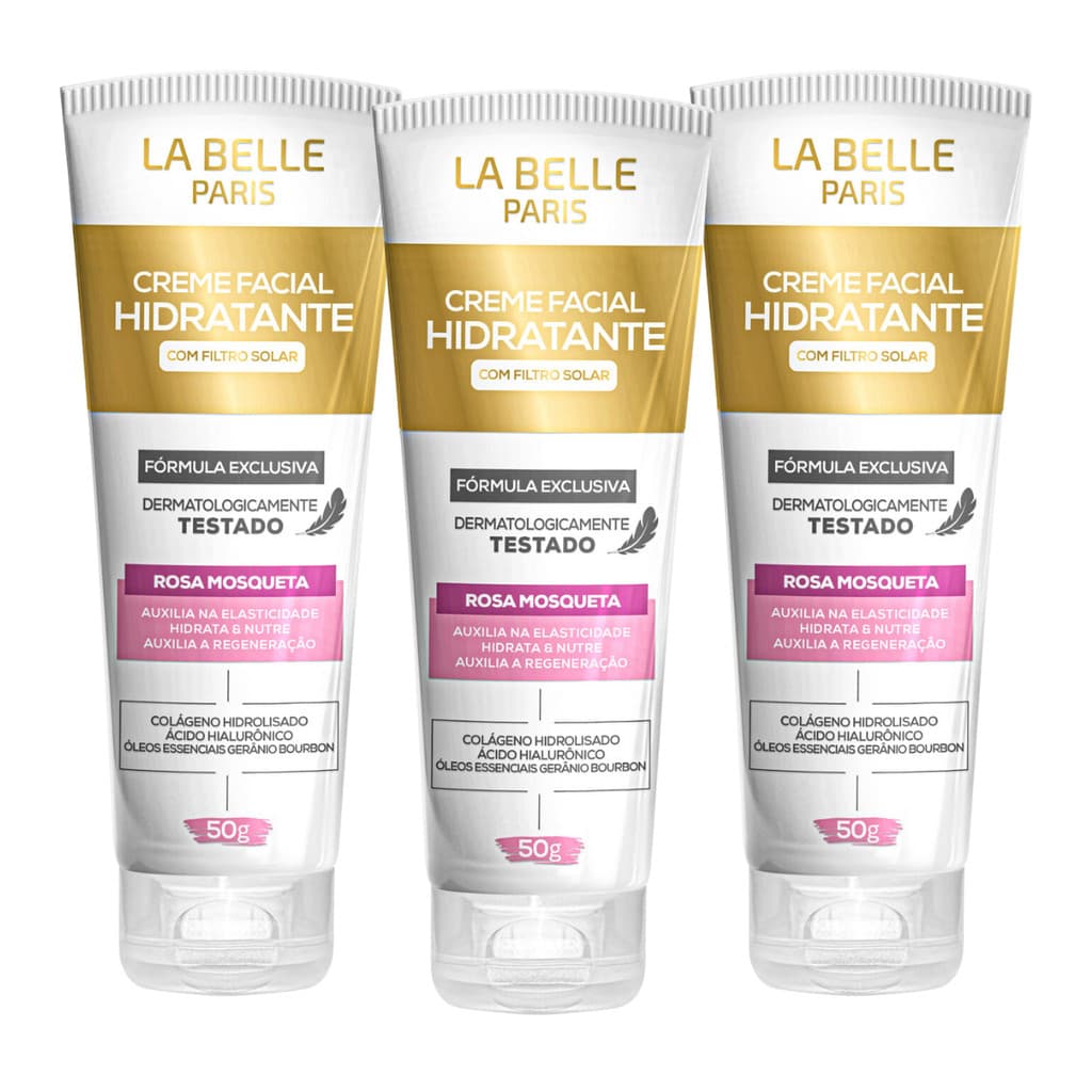 Kit 3 Un Creme Facial Hidratante 50g Com Filtro Solar La Belle Paris