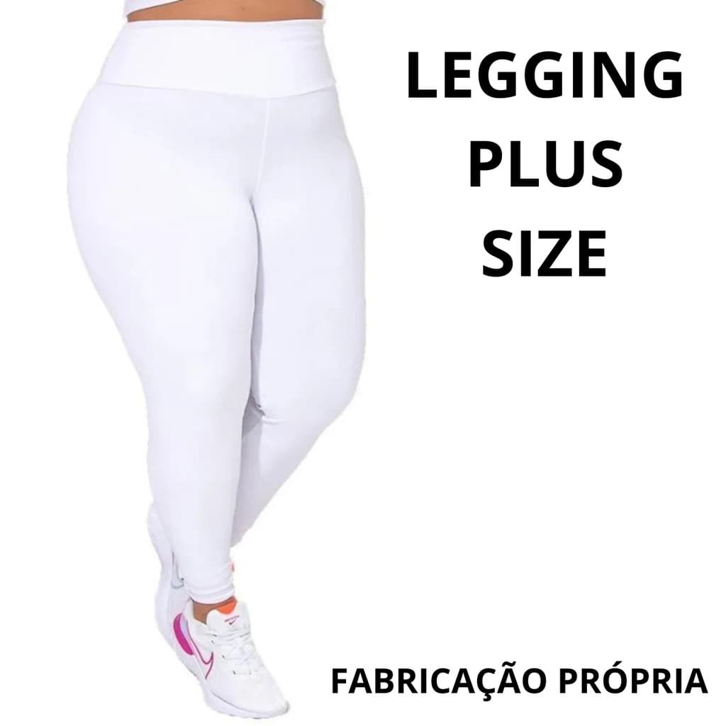 Calça LEGGING PLUS SIZE Branca Feminina, Academia, Uniformes, Medicina, Enfermagem, Dentista, Casual