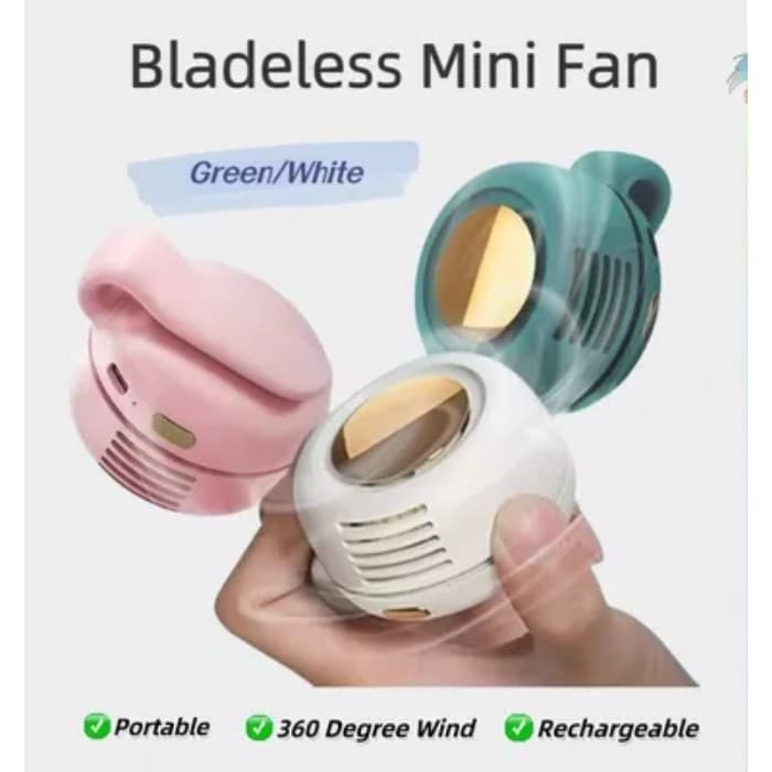 Ventilador Portátil Botão USB 360 Graus Direção Do Vento Bladeless Mini Recarregável