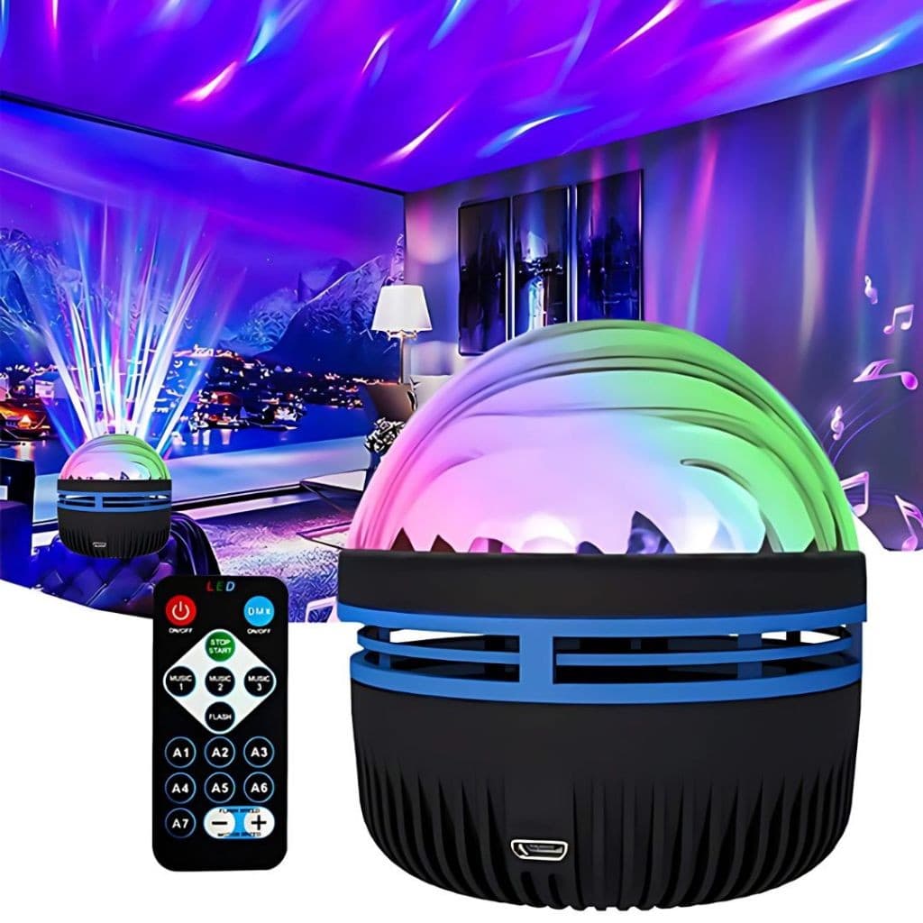 Projetor Giratório Aurora Boreal com Efeito Ondas e 14 Cenas