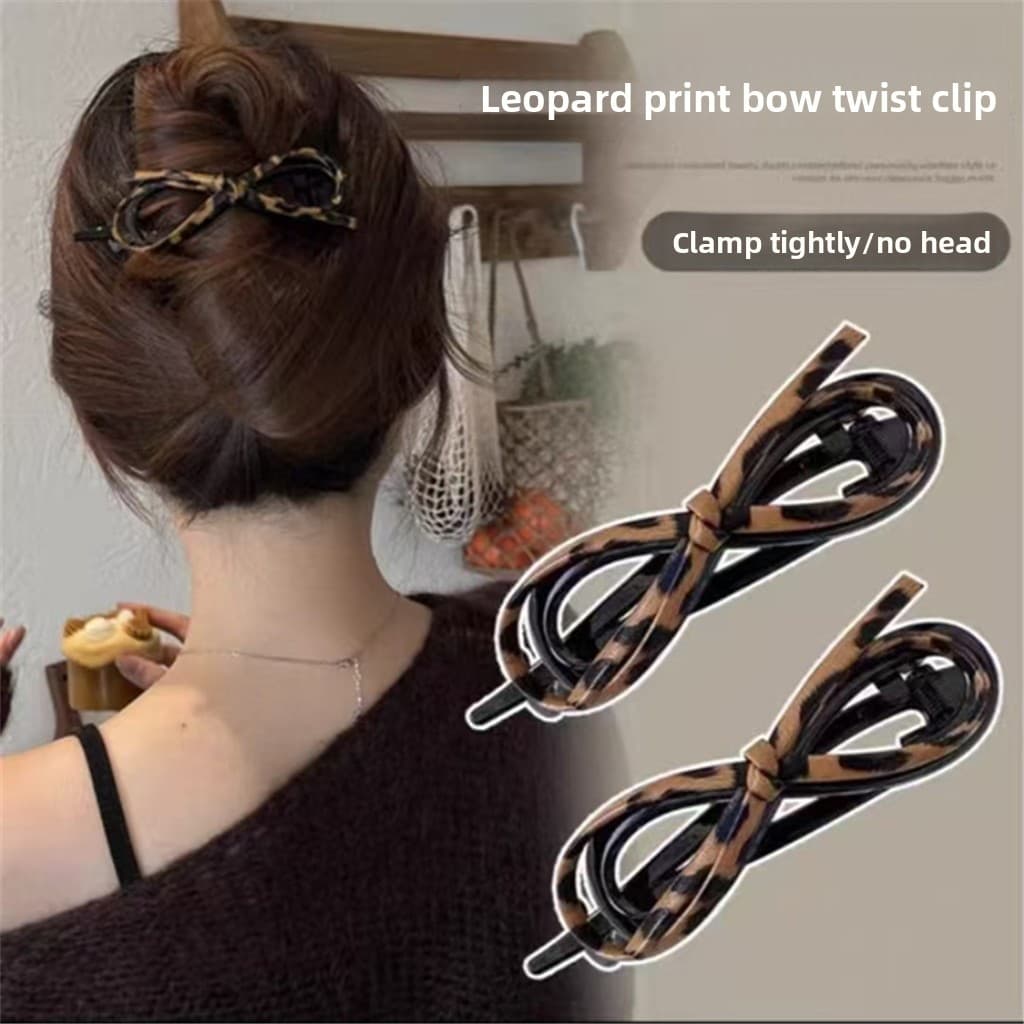 Laço De Couro Com Estampa De Leopardo Coreano Um Único Clipe , Acessório De Cabelo Torcido Feminino