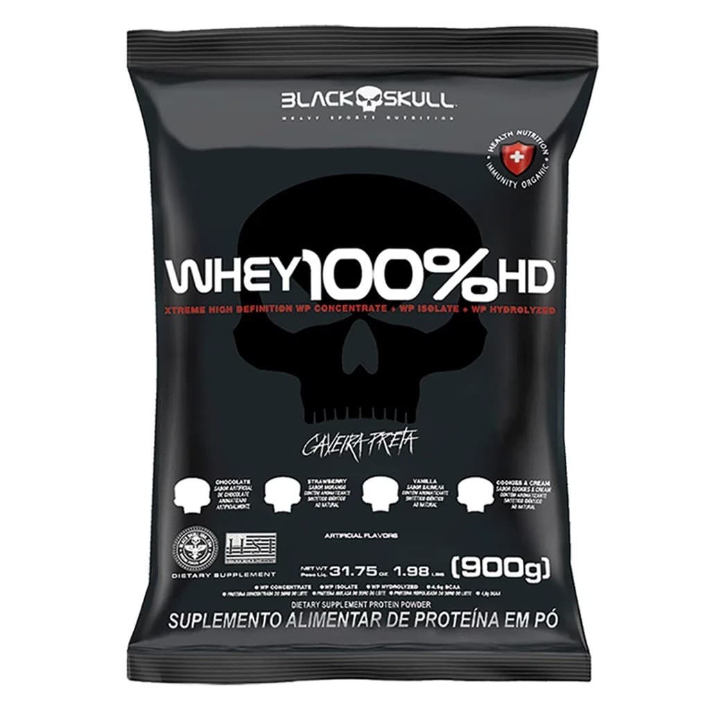 Refil Whey 100% HD Chocolate 900g - Black Skull