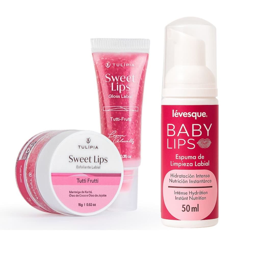Kit Sweet Lips Gloss Esfoliante e Espuma Labial Baby Lips Hidragloss Lévesque Tutti Frutti