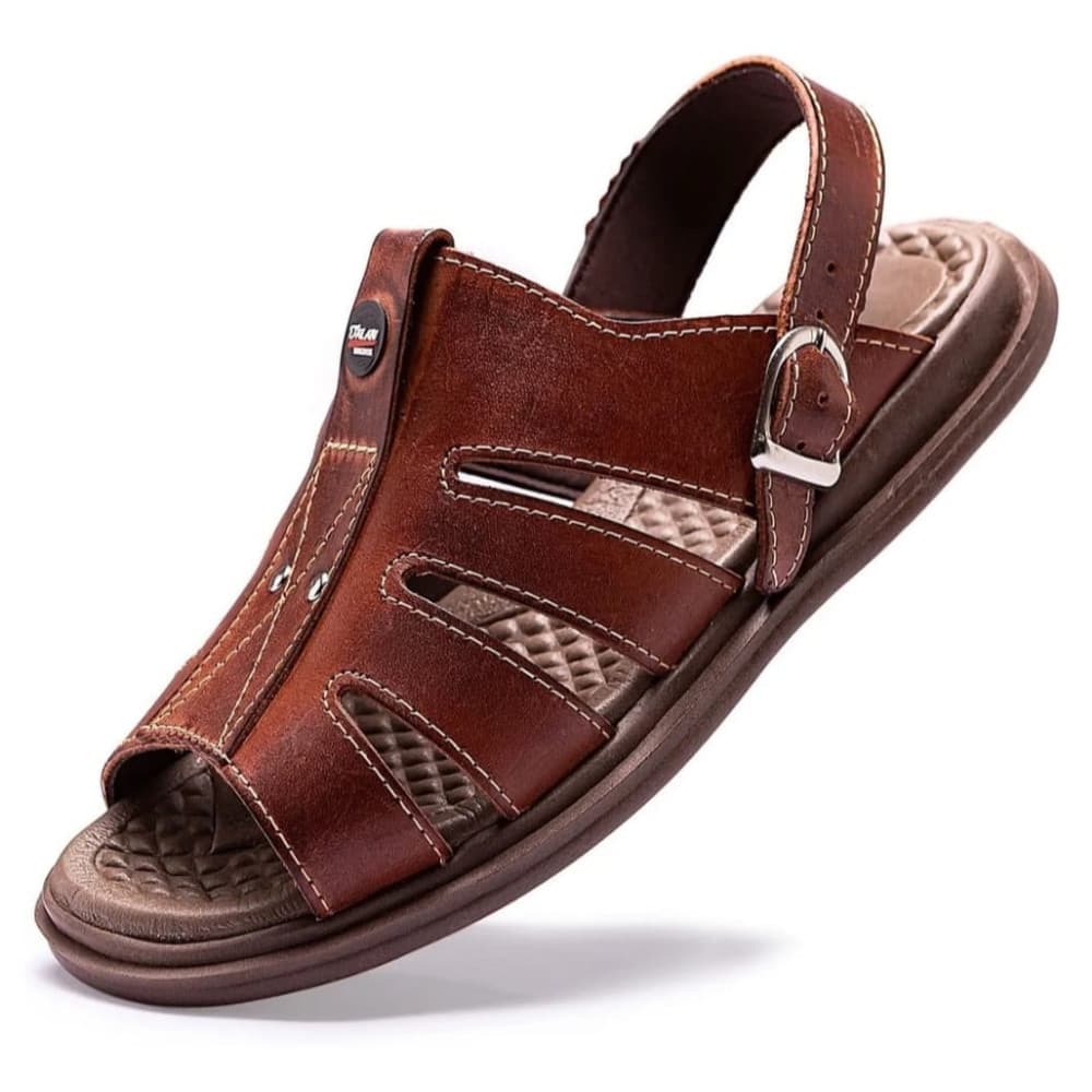 Sandália Franciscana Masculina Anti Stress ortopédico em Couro Legítimo