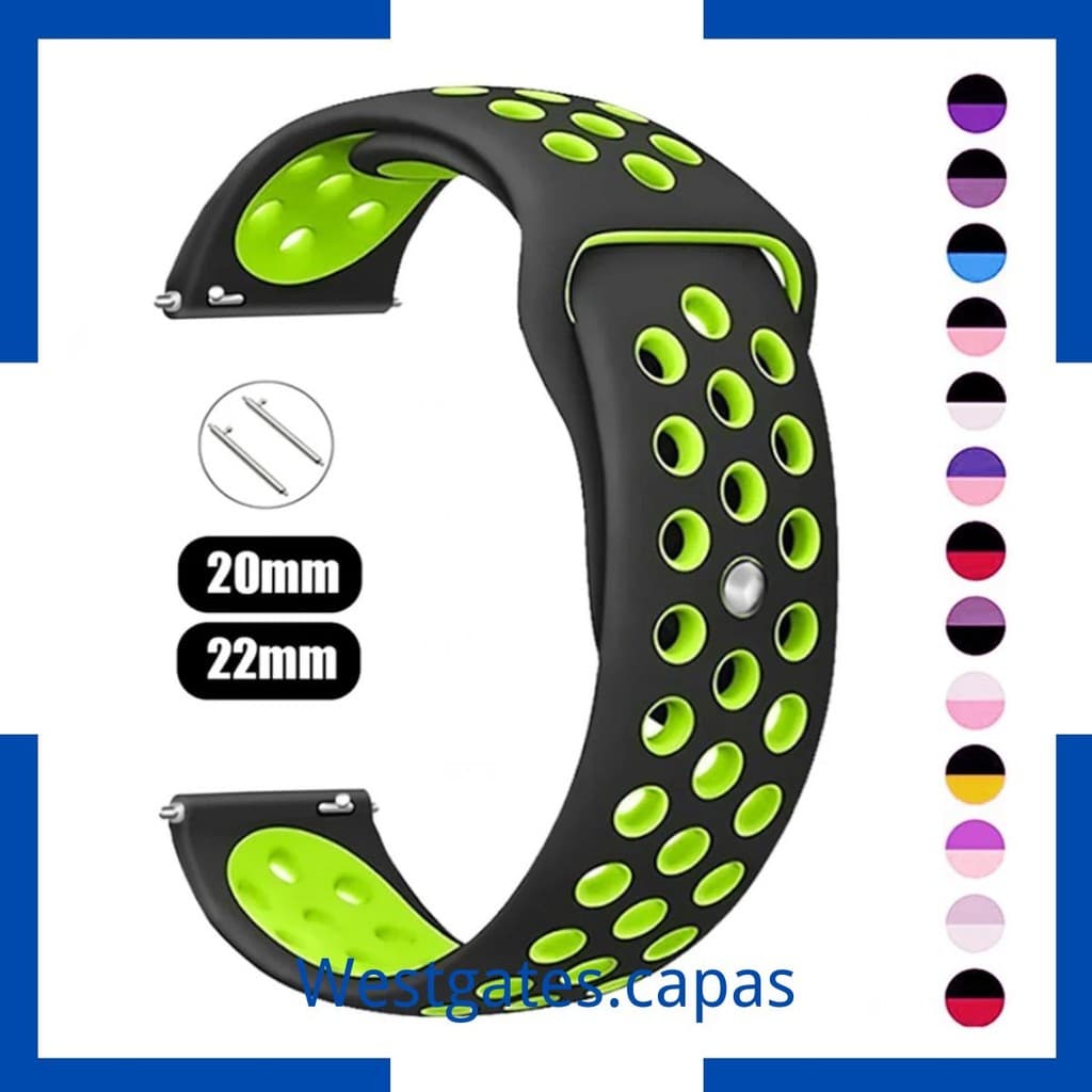 Pulseira silicone furos compativel com Galaxy Watch 4567/Active 2 Gear S2/S3/ Huawei GT 2/3/4 / Amazfit GTS 2 3 4 Mini