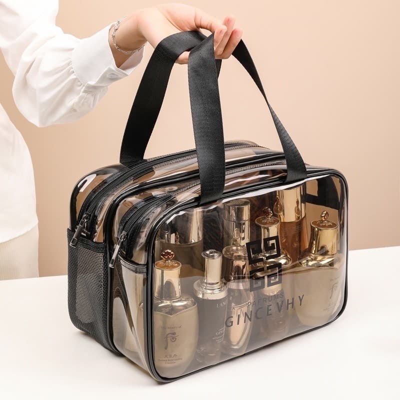 Bolsa De PVC Transparente Para Cosméticos Impermeável Portátil De Grande Capacidade Viagem