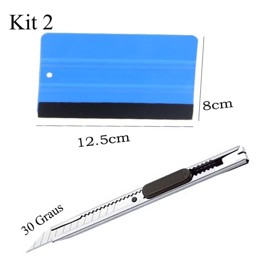 Kit 2 Ferramentas Estilete Metal Profissional Com Espátula Para Embalagens Aplicação De Adesivo