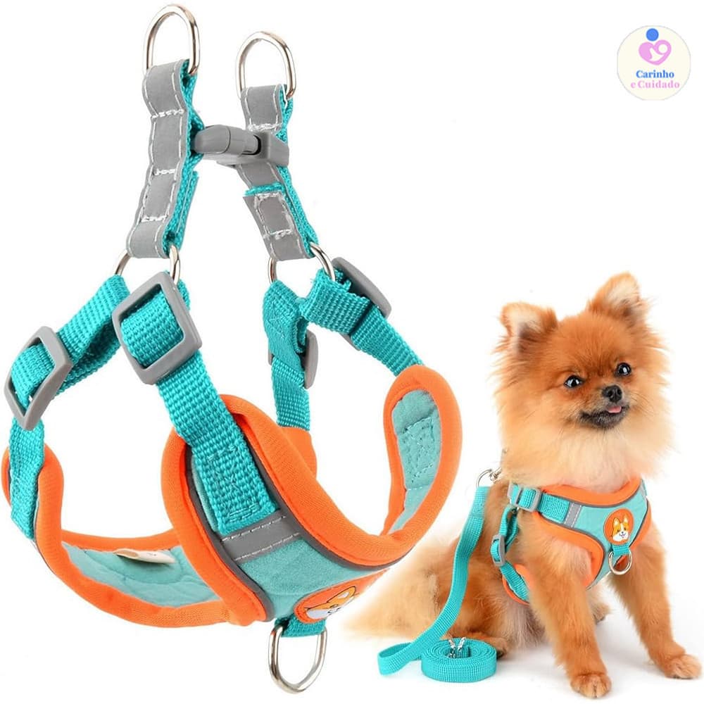 Coleira Peitoral Confortável e Guia para Pets – Ideal para Raças Pequenas e Médias