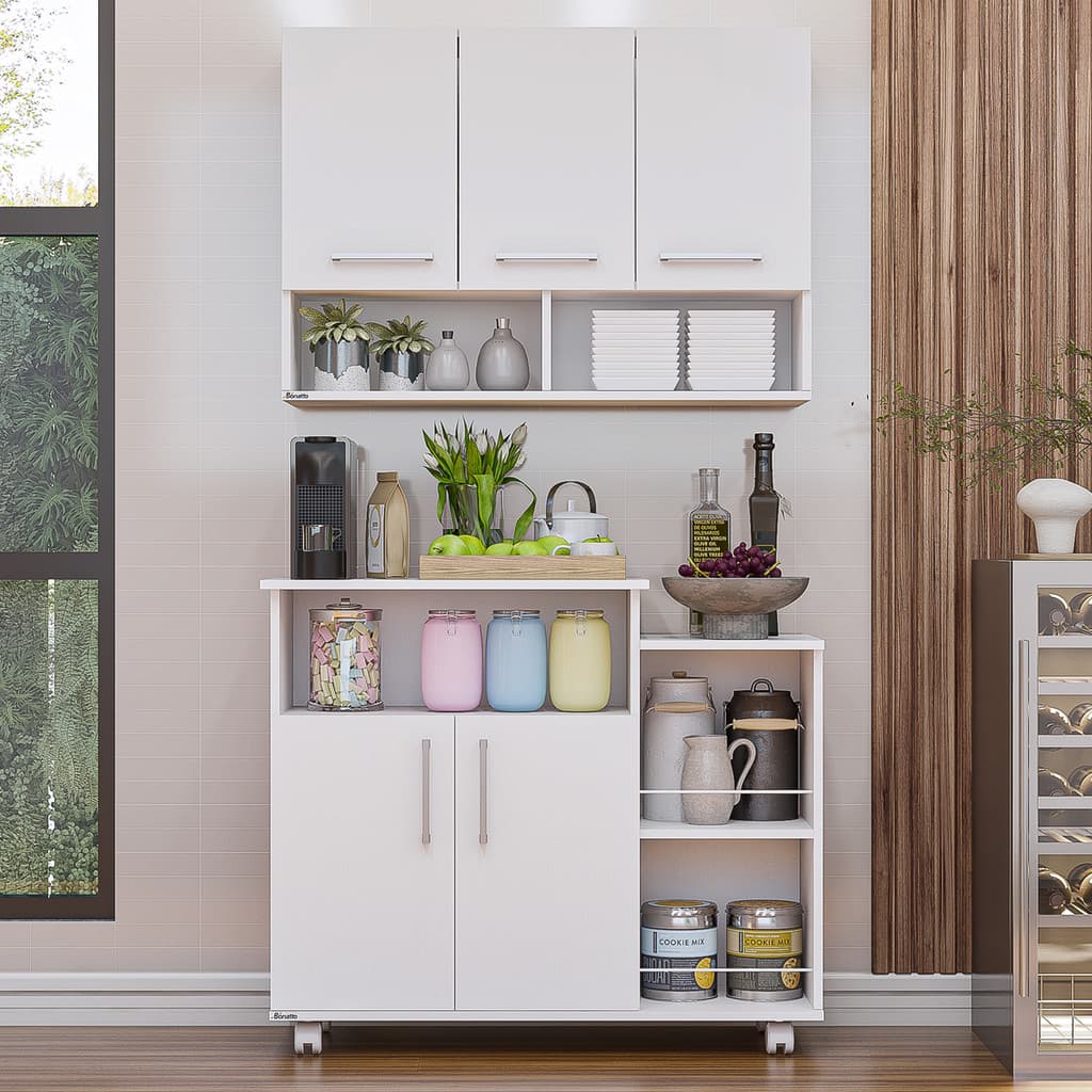 Cozinha Compacta Armário 3 Portas e Balcão Multiuso Móveis Bonatto