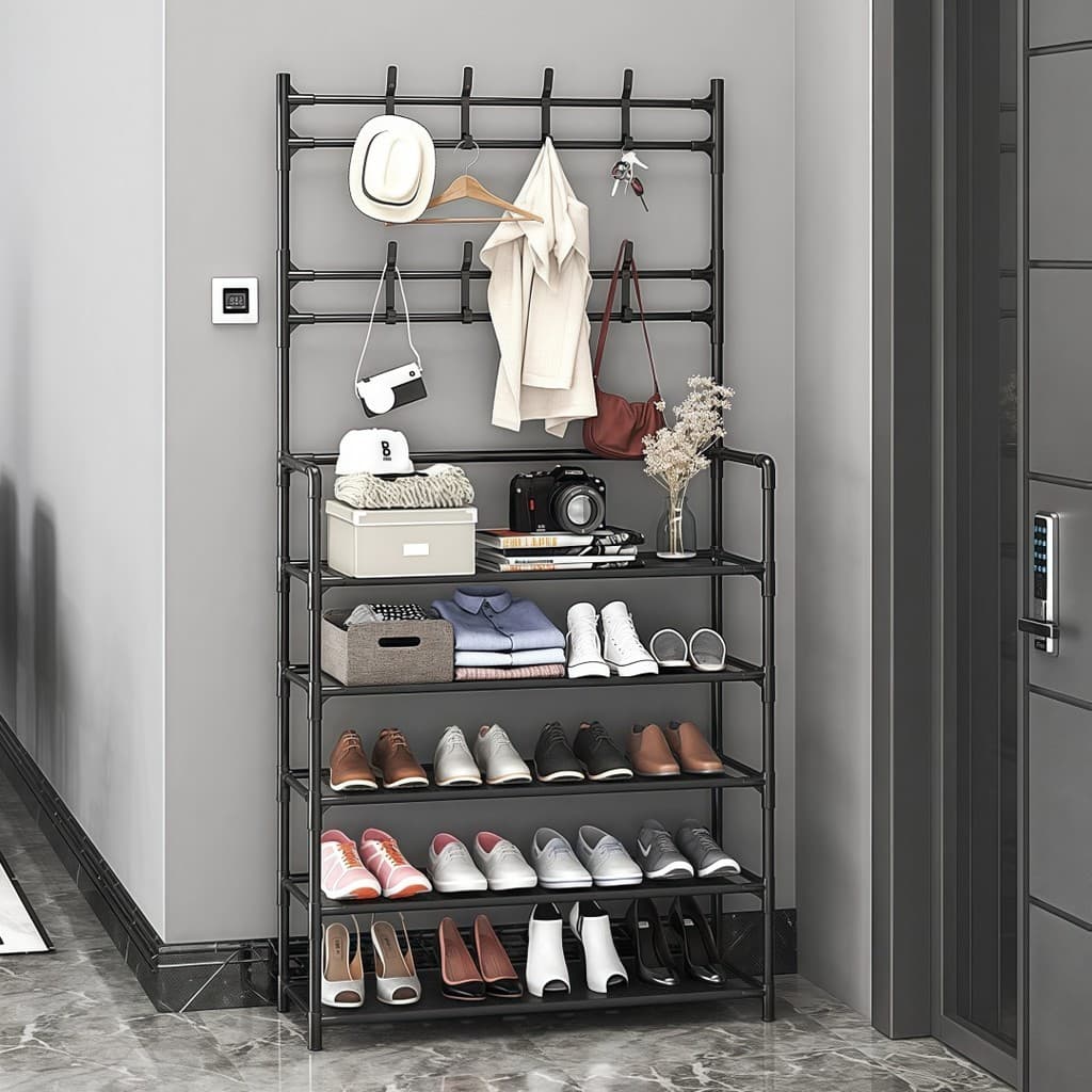 Arara 4/5 Andar Sapateira Organizadora Cabideiro Suporte Multiuso Sapato Tenis Roupa Quarto Armários