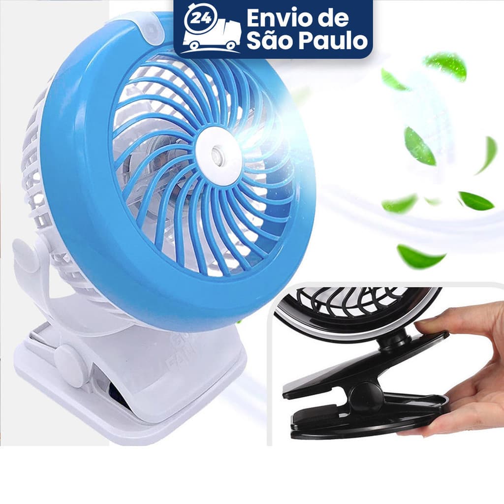 Mini Ar e Ventilador Recarregável USB com Refrigeração de Ar Mini Ventilador Portátil Com clip
