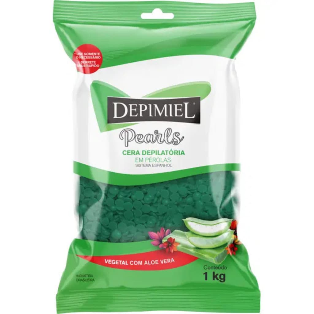 Cera Depilatória em Pérolas Vegetal com Aloe Vera 1Kg - Depimiel