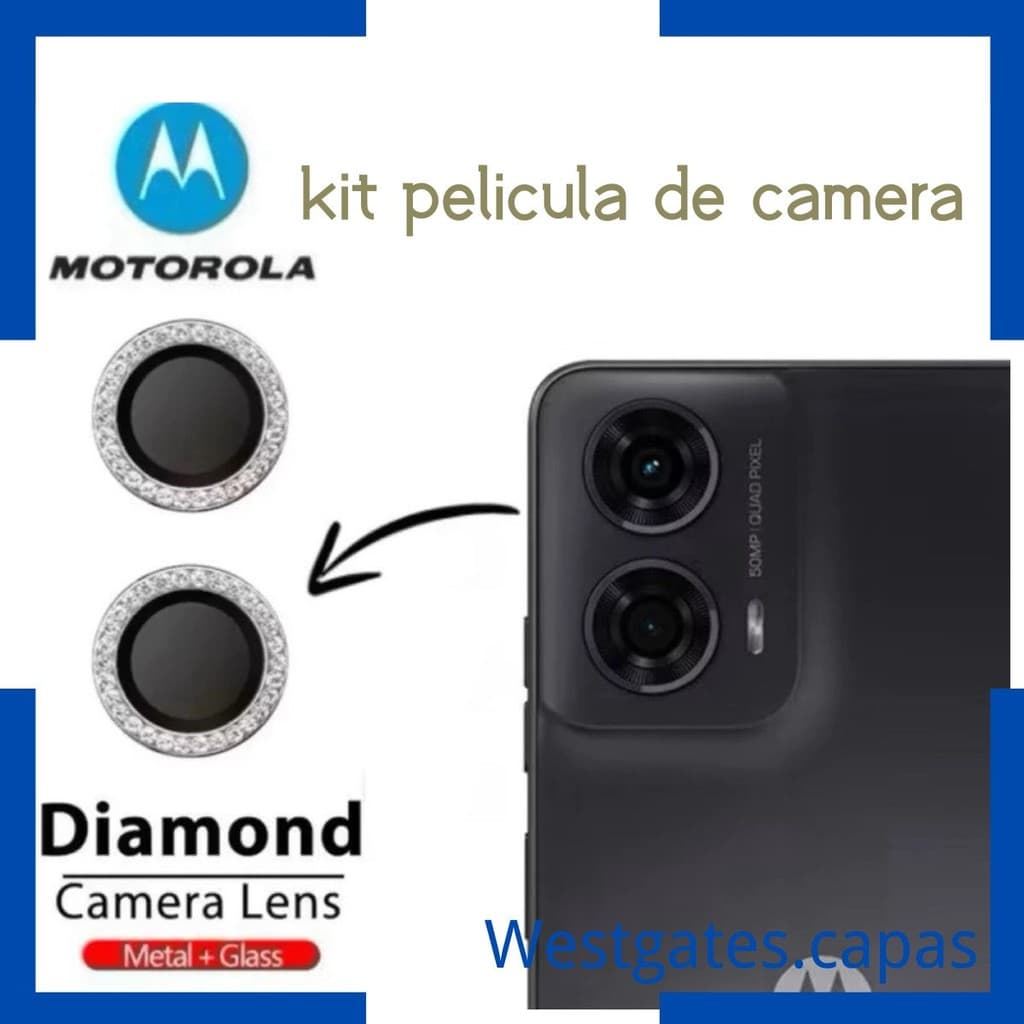 Pelicula diamante de vidro protetor de Lente Cãmera Para Motorola moto MOTO G14 G24 G34 G35 G55 G75 G84 G85 G56 G86