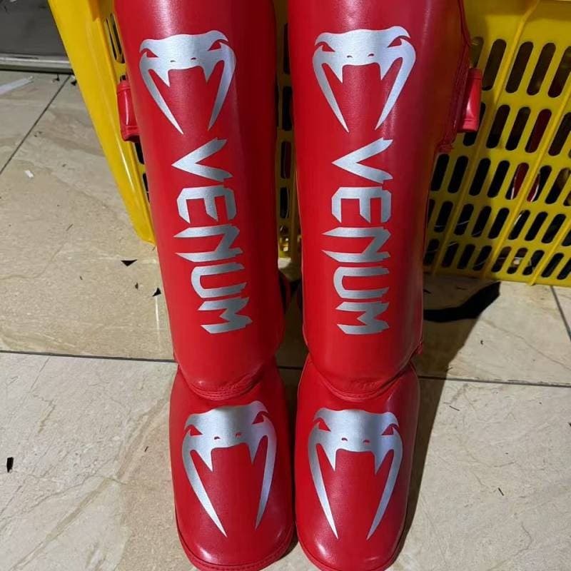 Novas Leggings Sanda Muay Thai luta caneleiras com pé engrossado treinamento equipamentos de proteção pé guardas