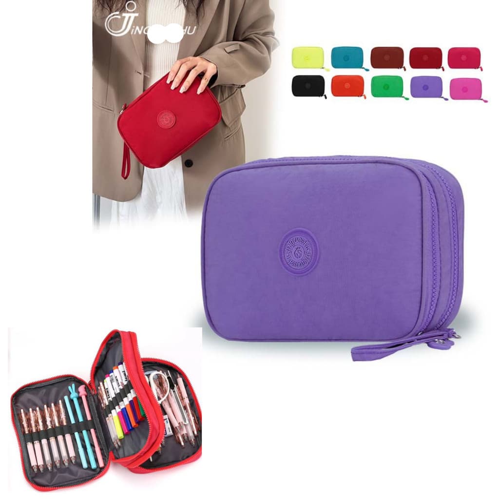 Estojo Escolar Feminino/ Masculino Juvenil Martelasse Estojo Escolar Organizador Grande Jumbo 2 Compartimentos yobel