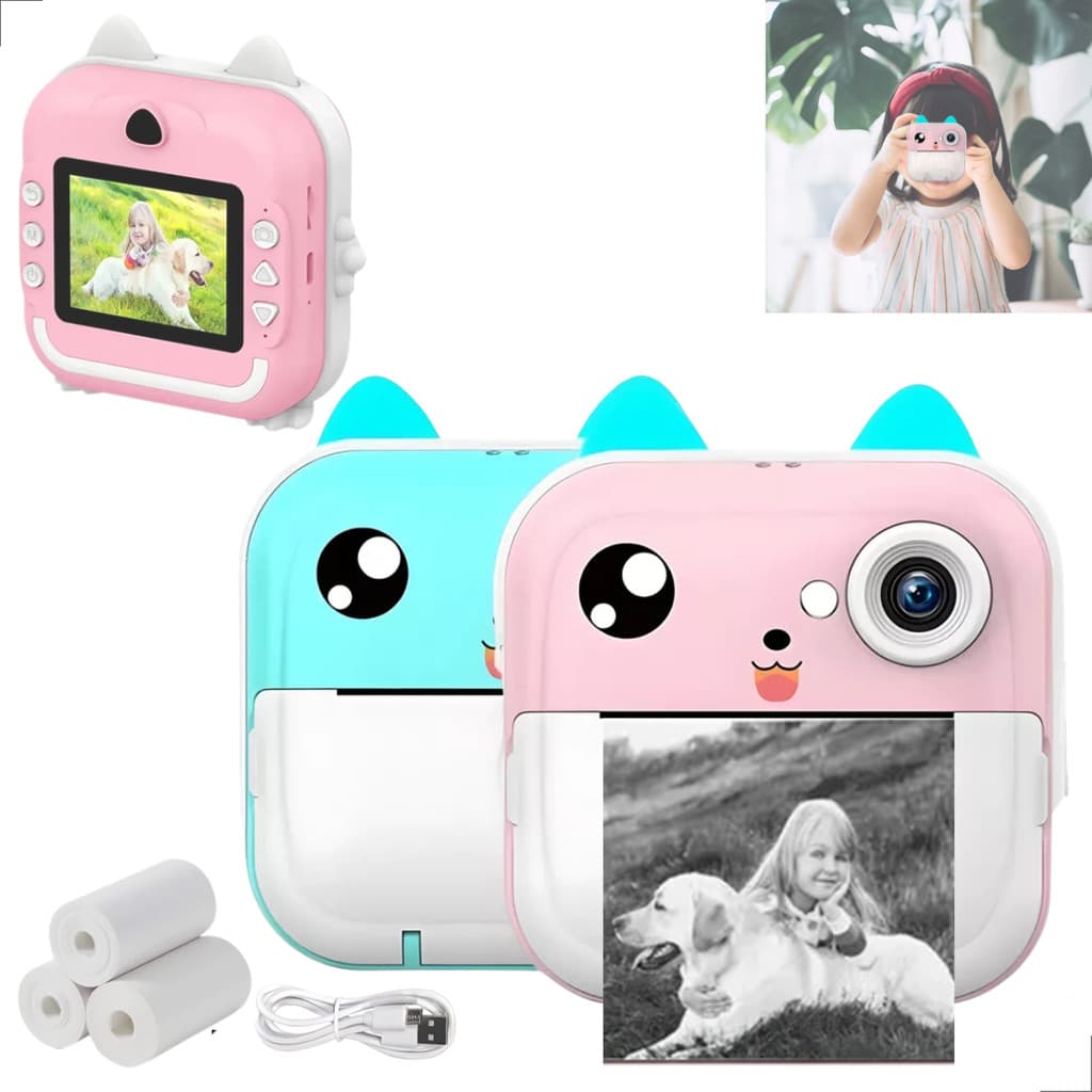 Camera De Impressão Instantânea Para Crianças Vídeo Fotografia Digital Fotográfica