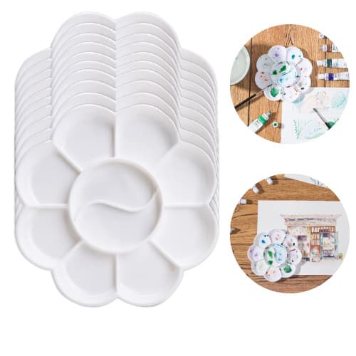 Kit 10 Bandeja Paleta Godê Flor Para Pintura com 10 Divisórias