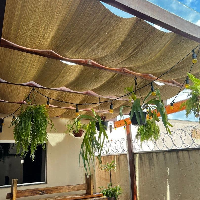 Rolo De Esteira De Palha Junco Natural Para Pérgola 80cm X 10mt