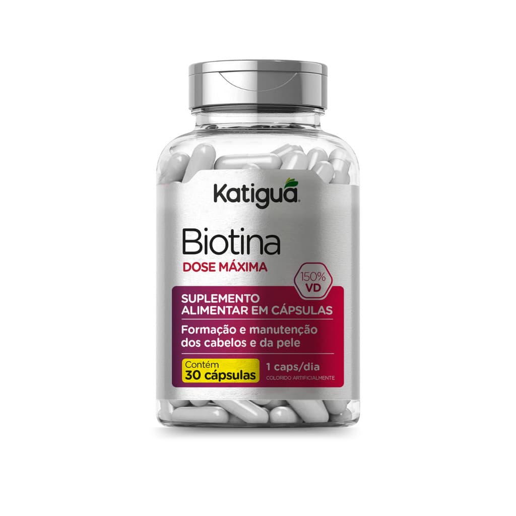 Biotina Para Cabelo Pura Dose Máxima 600mg 30cápsulas Katiguá