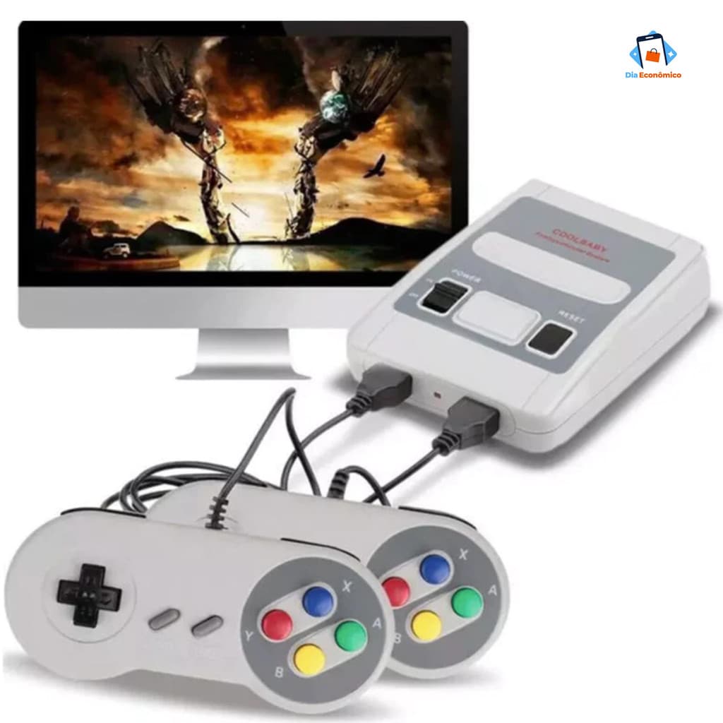 Video Game Classic Super Nintendo Mini SNES Com 2 Controles 8 Bits 620 Jogos Original