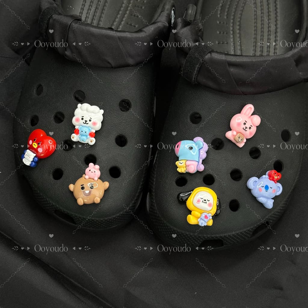 7 Pçs Brilhante BTS Acessórios Dos Desenhos Animados Coala/Coelho Rosa/Áries s Pinos Adesivos Diy Sapato Accessorie Bang