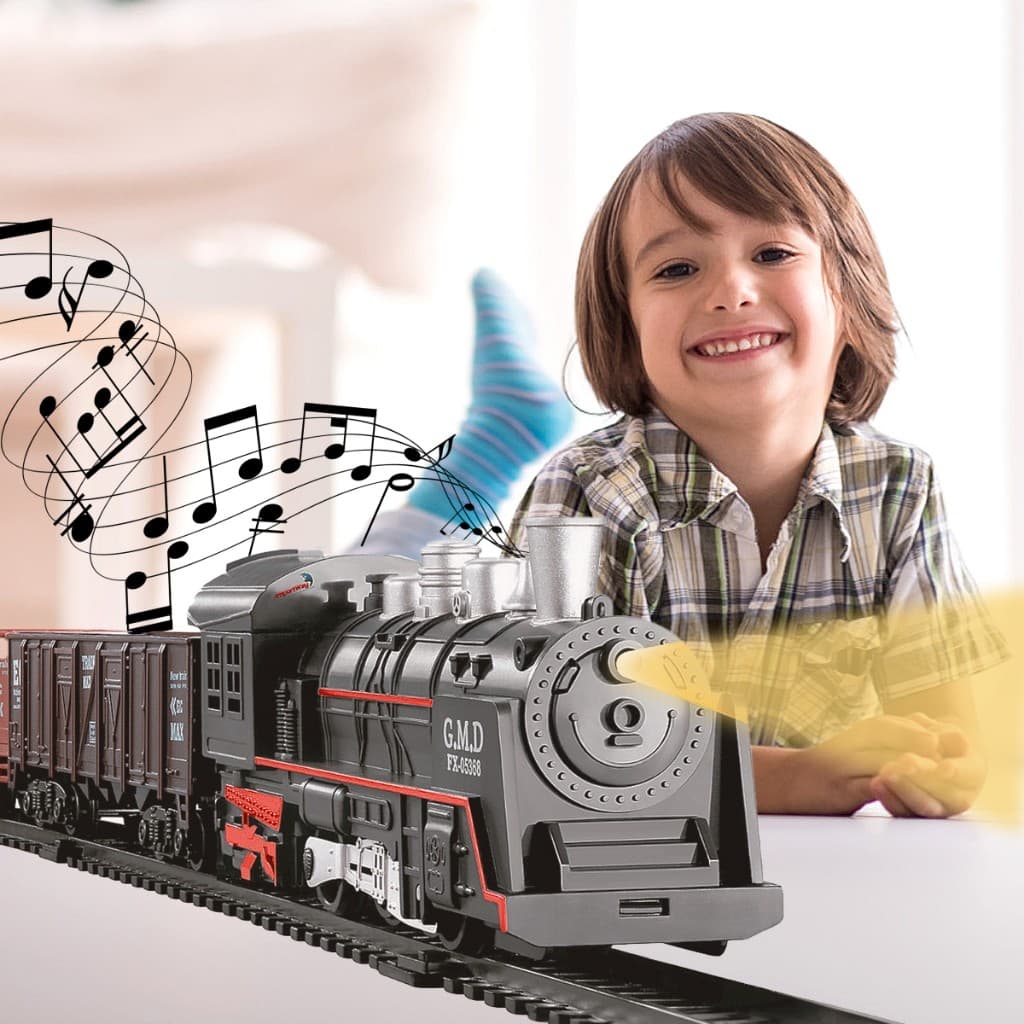 Trem De Brinquedo Criança 2M de trilhos Trenzinho Locomotiva Com Som Luz Ferrorama Premium