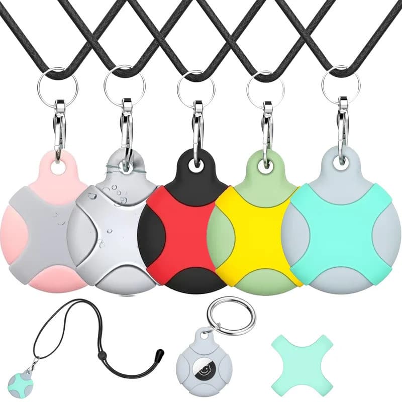 Case para AirTag, Pulseira e Colar à Prova D'água para Crianças, Suporte de Silicone Macio para AirTag com Anel Chave
