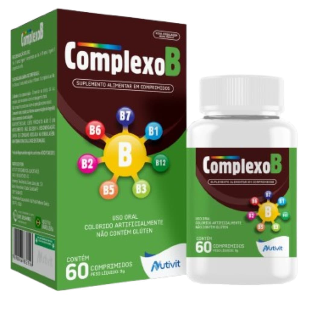 Complexo B - Vitaminas B1 B2 B3 B5 B6 B7 B12 60 Comprimidos
