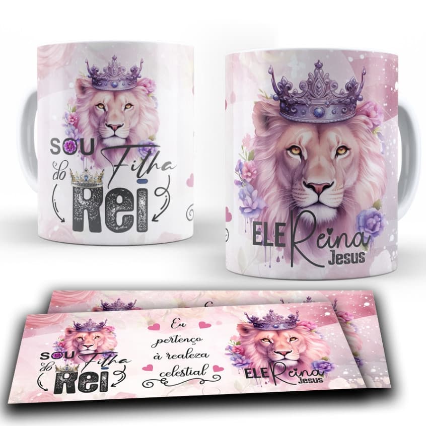 Caneca Personalizada Sou Filha Do Rei  Leão De Judá  Gospel Cristã Evangélica Vários Modelos Premium