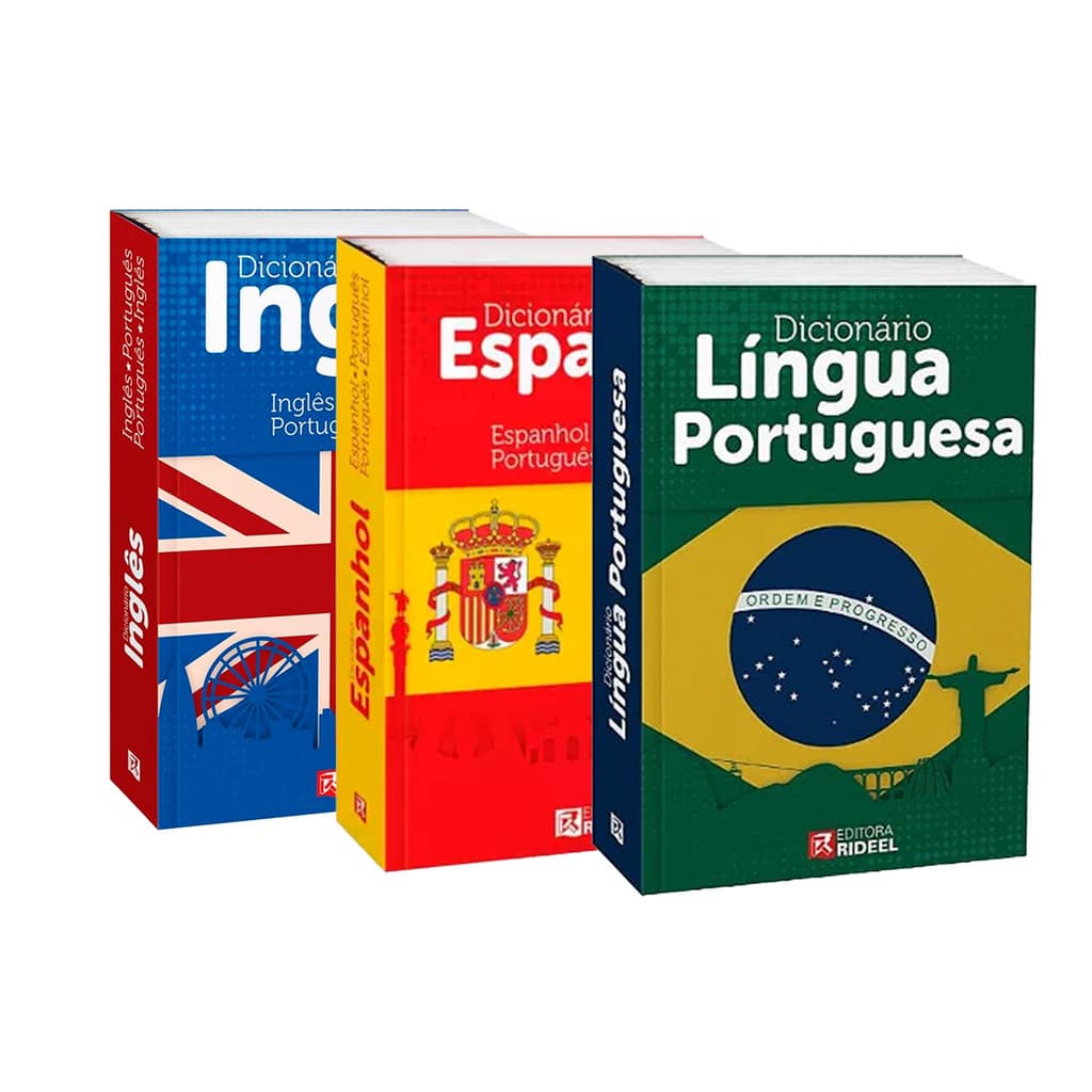 Dicionaro Portugues Ingles Espanhol Kit Com 3