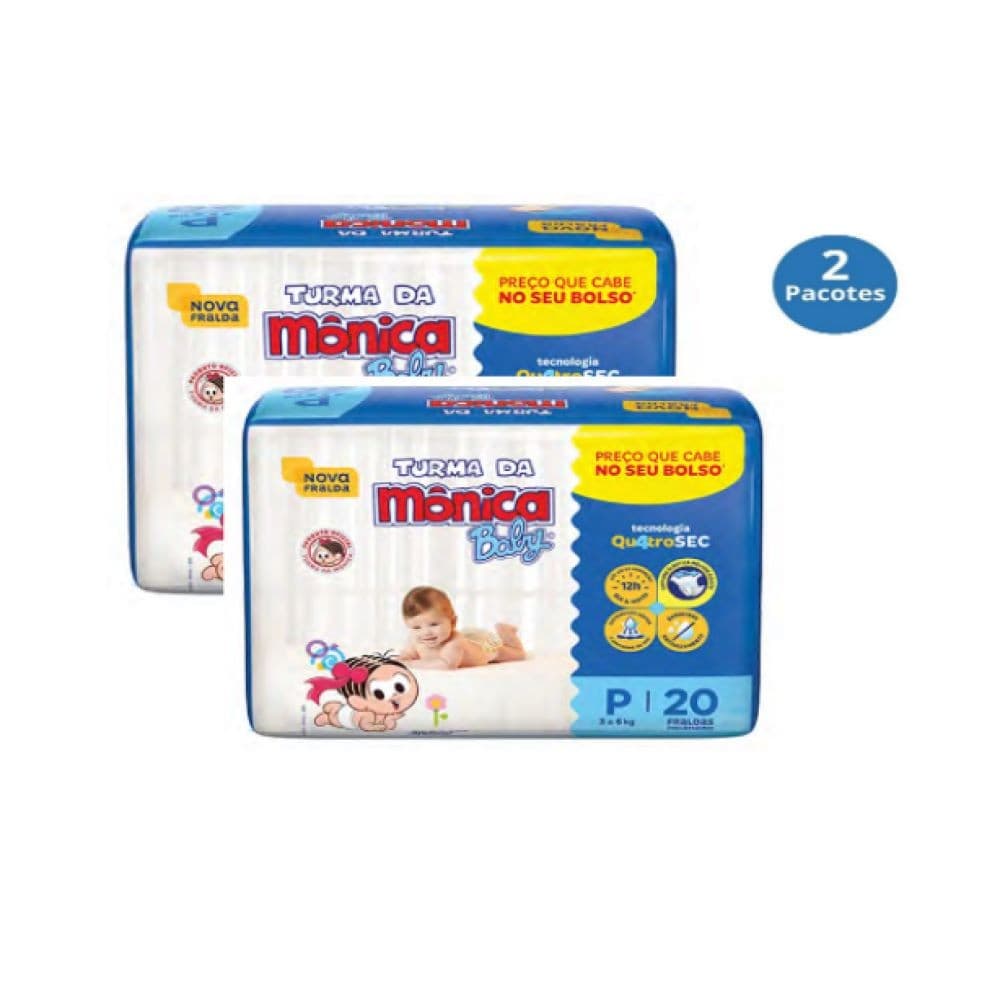 Kit Com 2 Pacotes de Fralda Turma Da Monica Baby Jumbinho