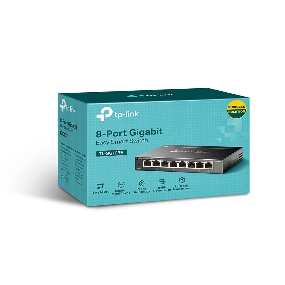 Switch 8 Portas TP-Link TL-SG108E 10/100/1000Mbps - Conectividade Rápida e Confiável para Sua Rede