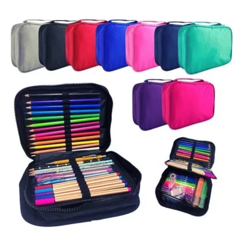 Estojo De Lápis Escolar Juvenil Box Jumbo Nylon Táctico Grande Com Divisória