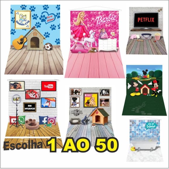 Lindo Painel Fundo Fotográfico Pet Shop Vários Modelos Cenário Para Fotografia Confeccionado em Lona Fosca Não Precisa S