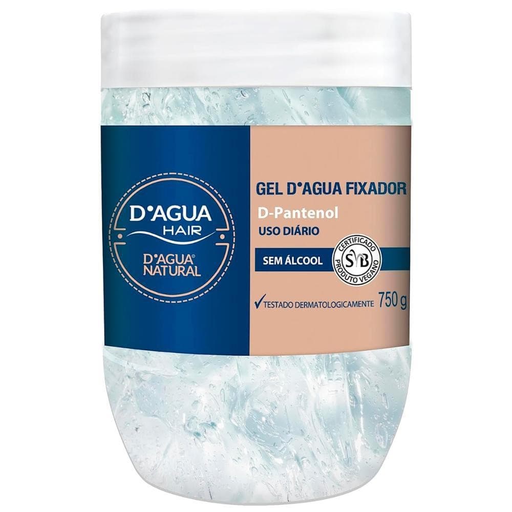 Gel Fixador Dagua Natural Hair Provitamina B5 D-Pantenol Sem Álcool Uso Diário 750g