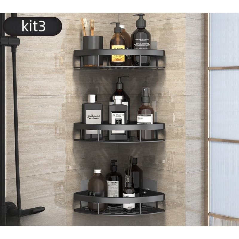 1/2/3 Suporte De Banheiro Alumínio Rack Organizador Alta Qualidade Prateleiras Sem Furo Para Parede