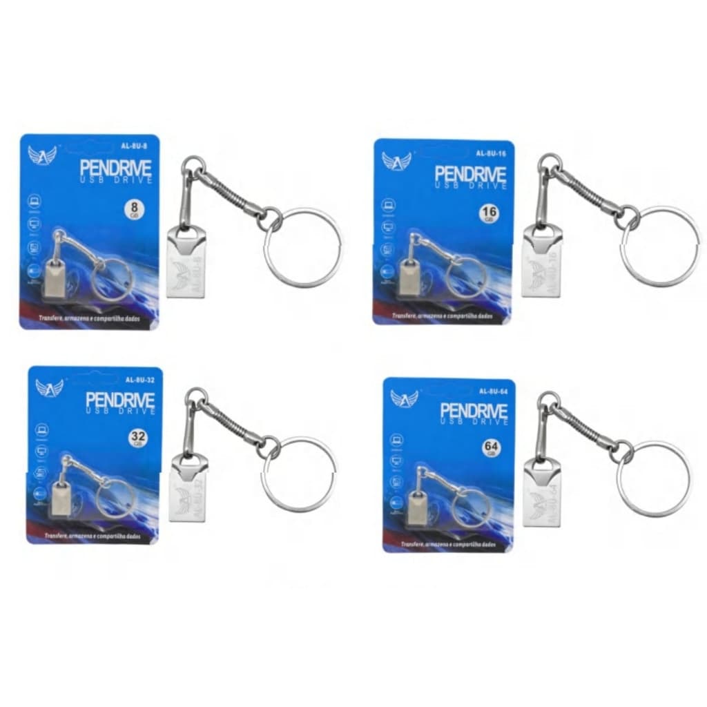 Mini Pendrive USB 4GB/8GB/16GB/32GB/64GB/Modelo Chaveiro Metal Armazenar