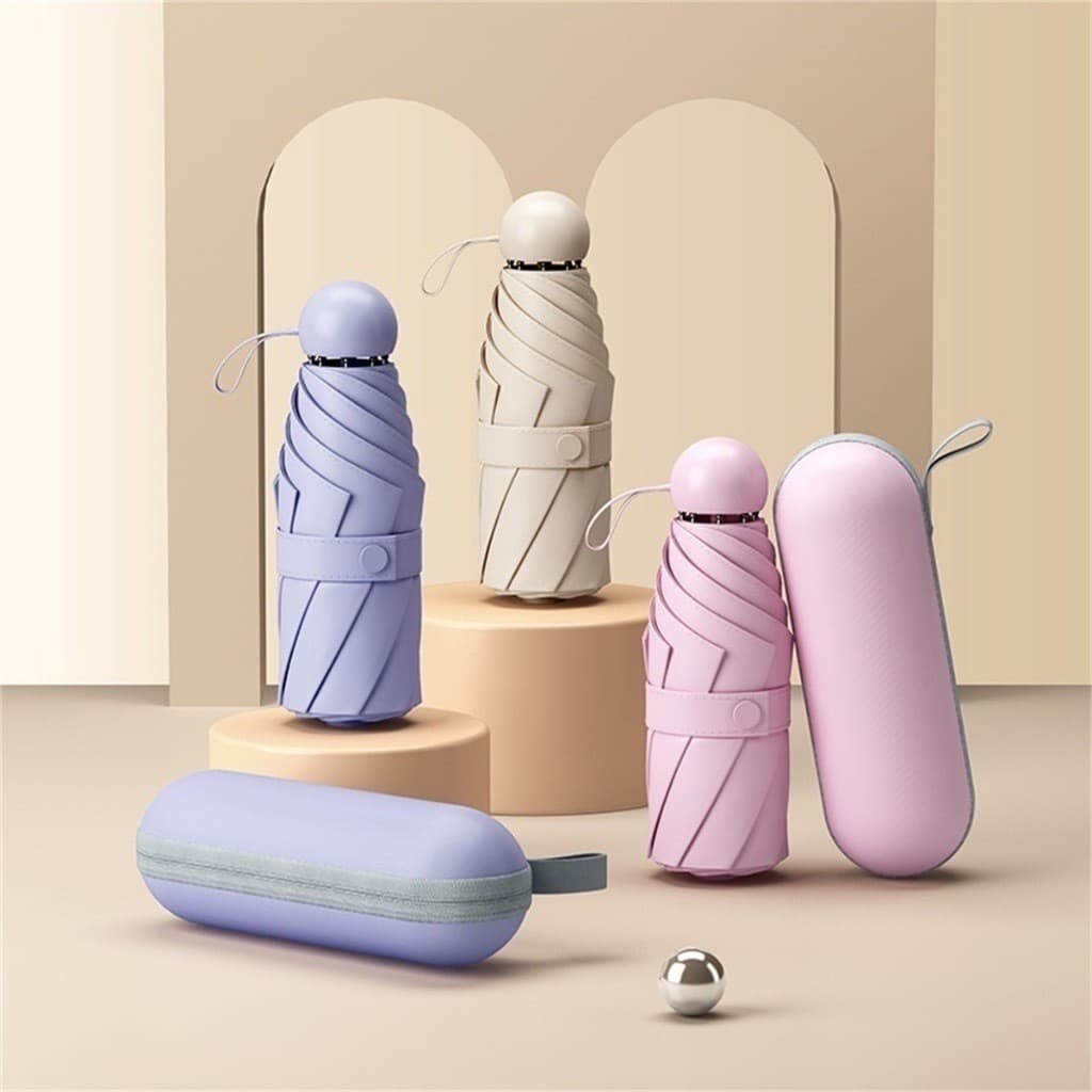 Conjunto de cápsulas de mini guarda-chuva portátil (aleatório sem caixa de armazenamento de cápsulas)