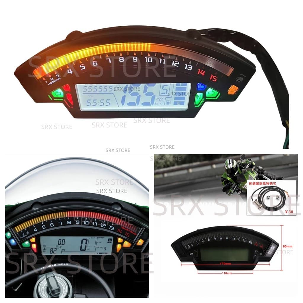 Para Kawasaki Ninja ZX10R ZX-10R 2012-2017 Motocicleta LED Velocímetro Digital Odômetro Tacômetro Medidor De Combustível